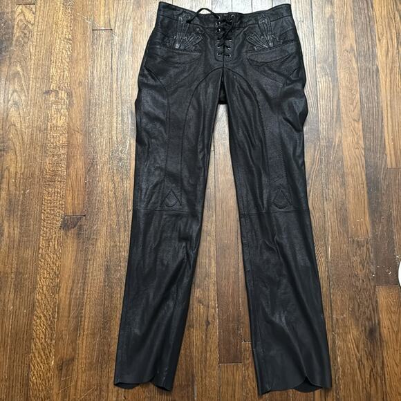 Free People x Dancassab Black Lambskin Leather Tie-Waist Jeans Limited Edition - Picture 10 of 10